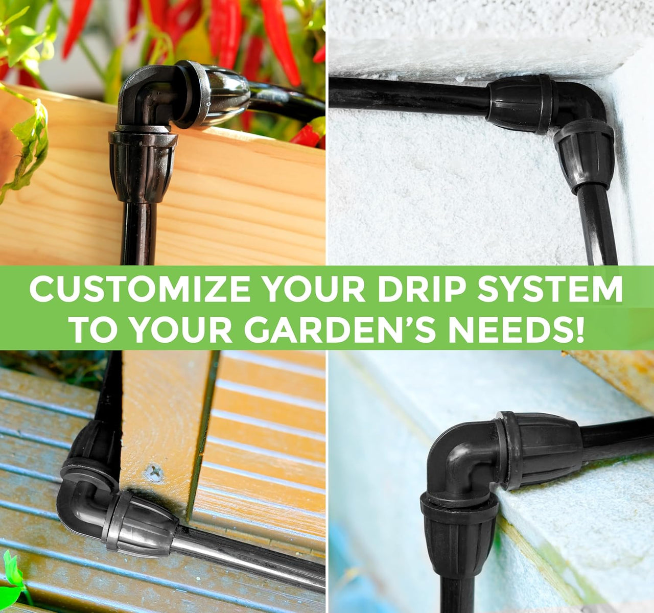 Only compatible with 5/16" drip irrigation tubing