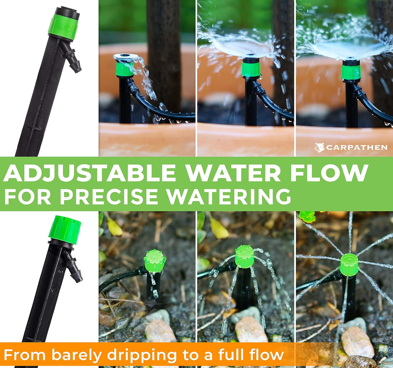 Larger barb connector - high water pressure or tubing expansion will not blow off your emitters