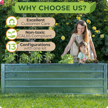 Excellent soil volume Tailored to any garden - 6 shapes, 13 sizes, 1 raised garden bed.