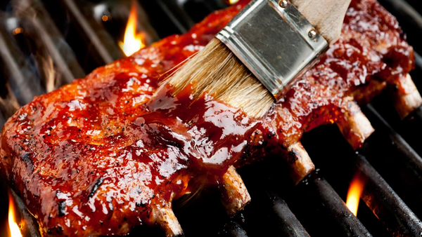 glazed ribs on a grill