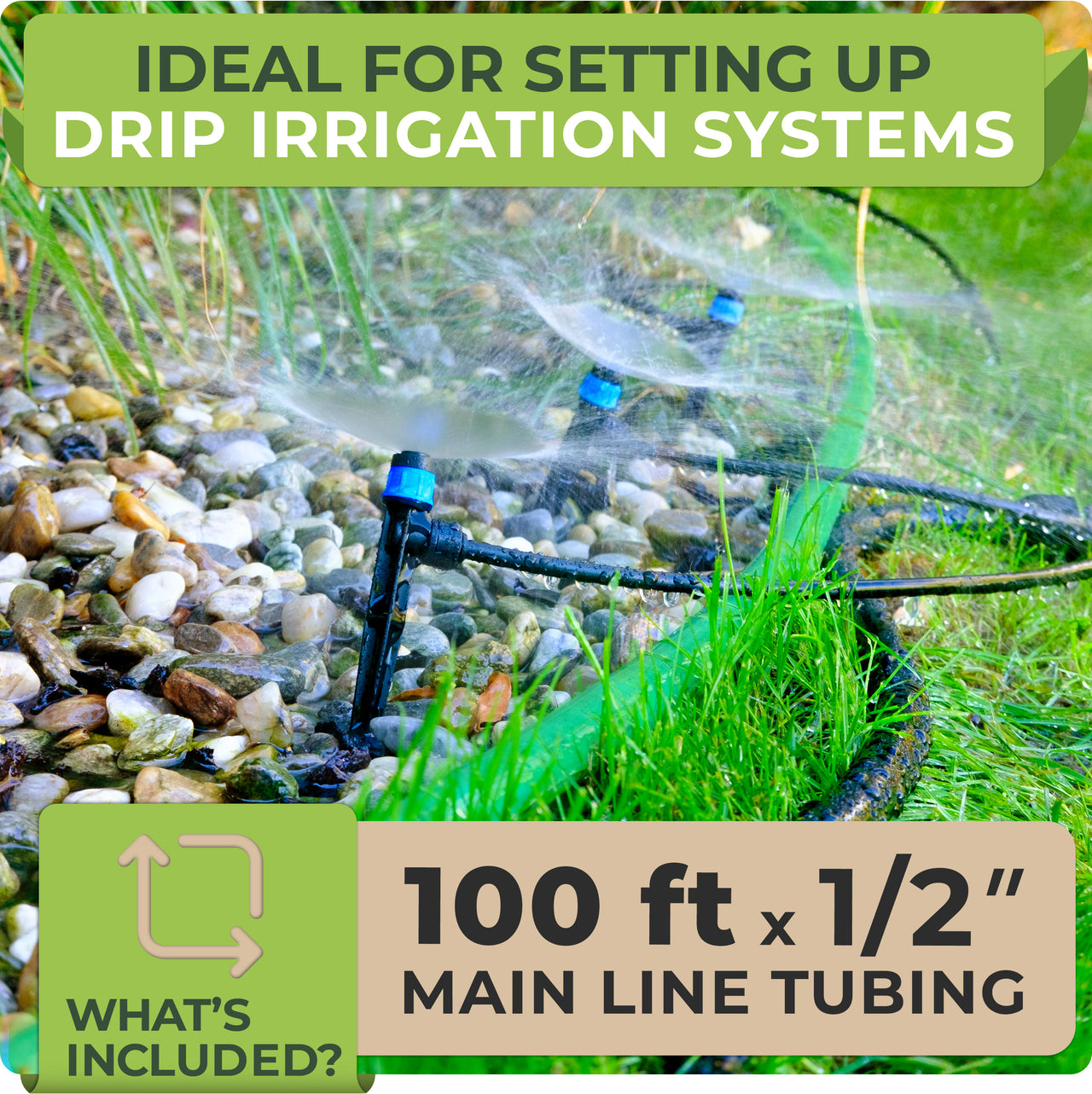 Designed with high-quality materials, this 1/2-inch irrigation tubing is ideal for a quick-connect irrigation system in the garden.
