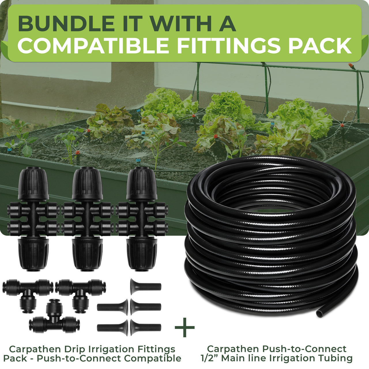 The 1/2 tubing can serve as the main drip irrigation 1/2 inch tubing for your drip irrigation kit and water your plants efficiently.
