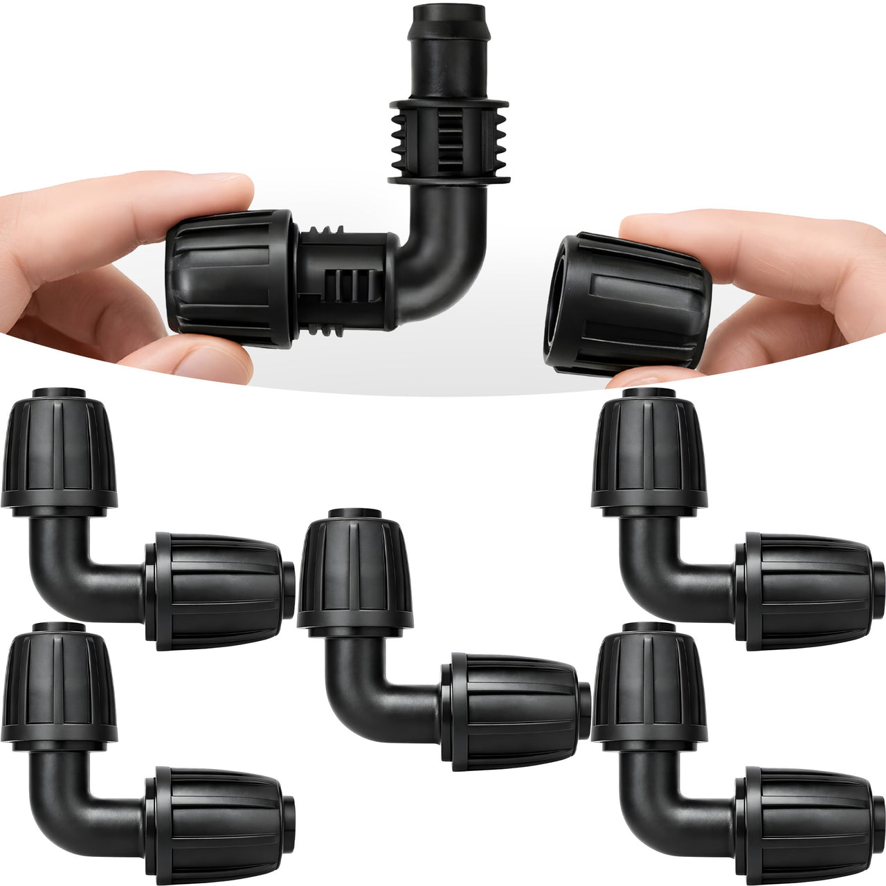 Carpathen Drip Irrigation Parts - 5PCS 1/2 inch Elbow for Quick Connect Drip Irrigation System - Leak Free Elbow Connectors for 1/2" Tubing