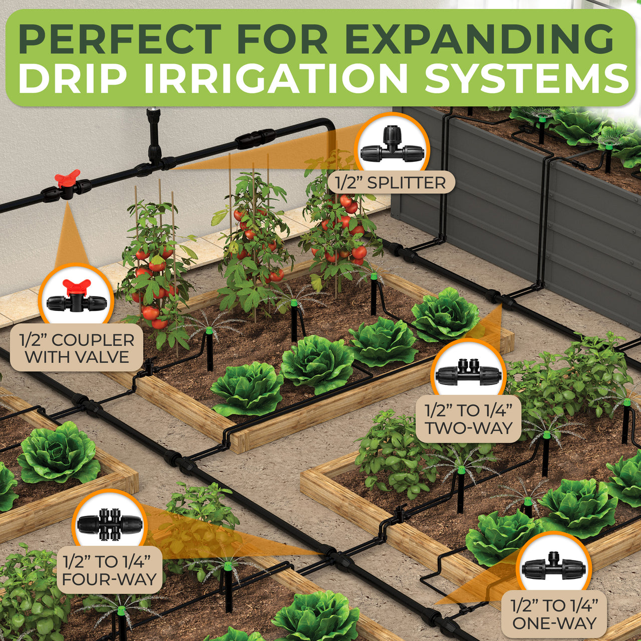 Ideal for automatic irrigation systems, gardens, lawns, flower beds, greenhouses, and raised beds, saving time, water, and effort