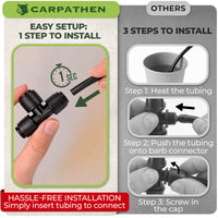 Thumbnail for Install your drip irrigation system in seconds with these easy-to-use quick connect fittings. No tools, glue, or heating required—simply push the tubing into the connectors for a secure fit