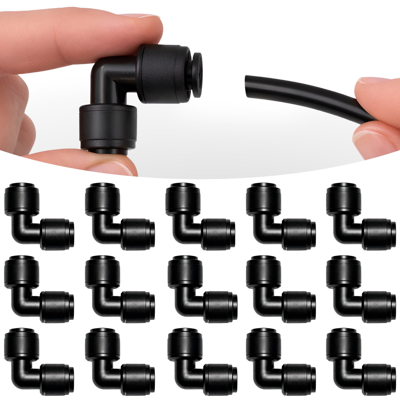 Carpathen Drip Irrigation Parts - 15PCS 1/4 inch Elbow for Quick Connect Drip Irrigation System - Leak Free Elbow Connectors for 1/4" Tubing