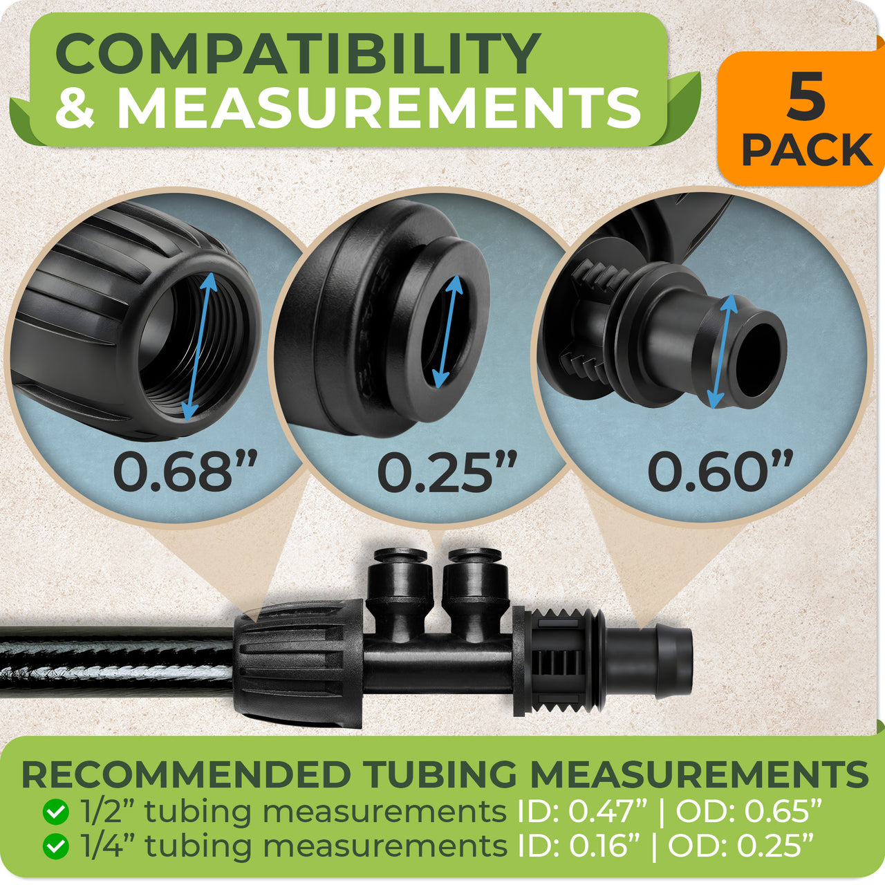 Easily divide your 1/2" tubing into two 1/4" drip lines to water more plants with precision. 
