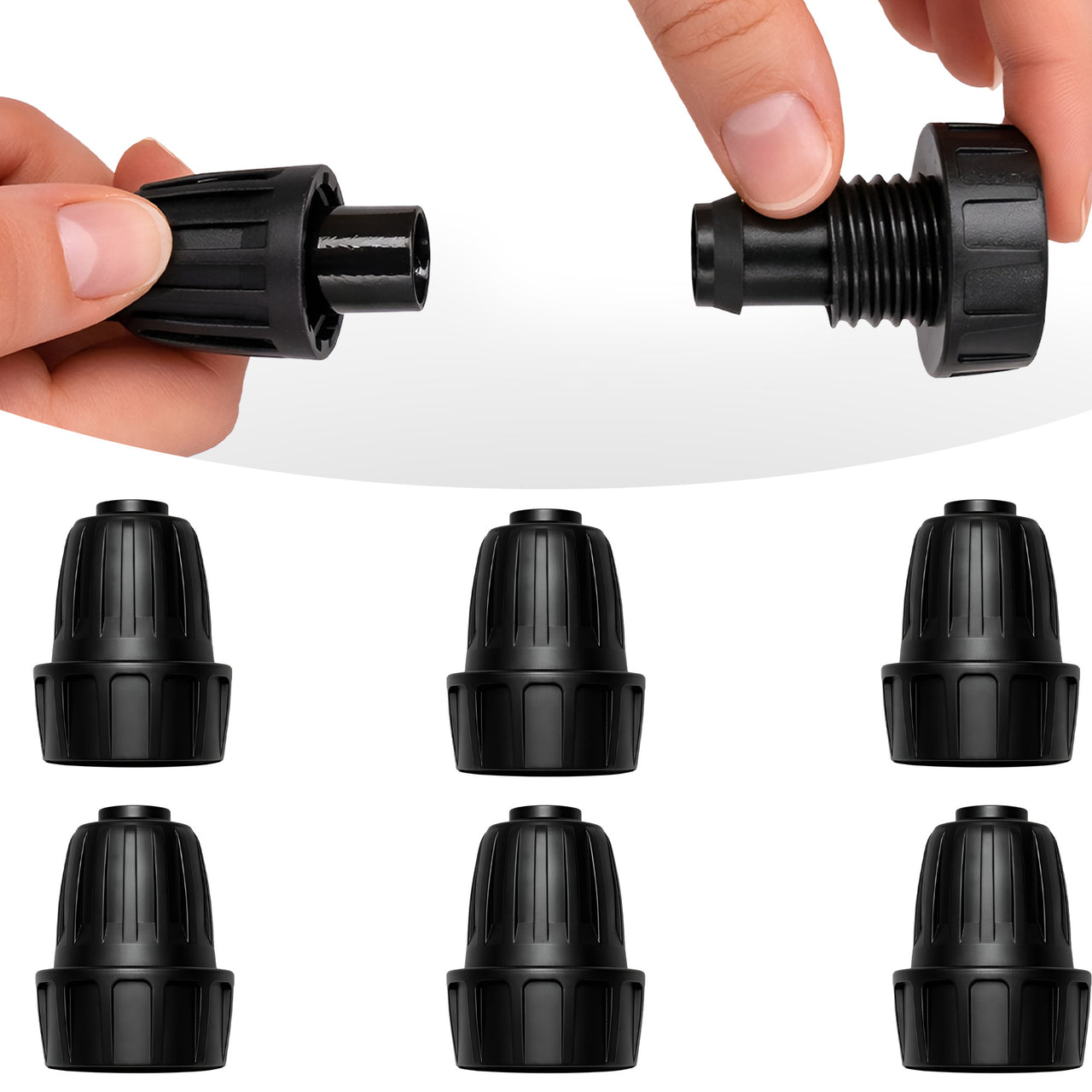 Carpathen Drip Irrigation Parts - 6PCS Faucet Connectors 3/4" to 1/2" Female Adapter for Irrigation Tubing - Leak Free Connectors for Garden Watering Systems