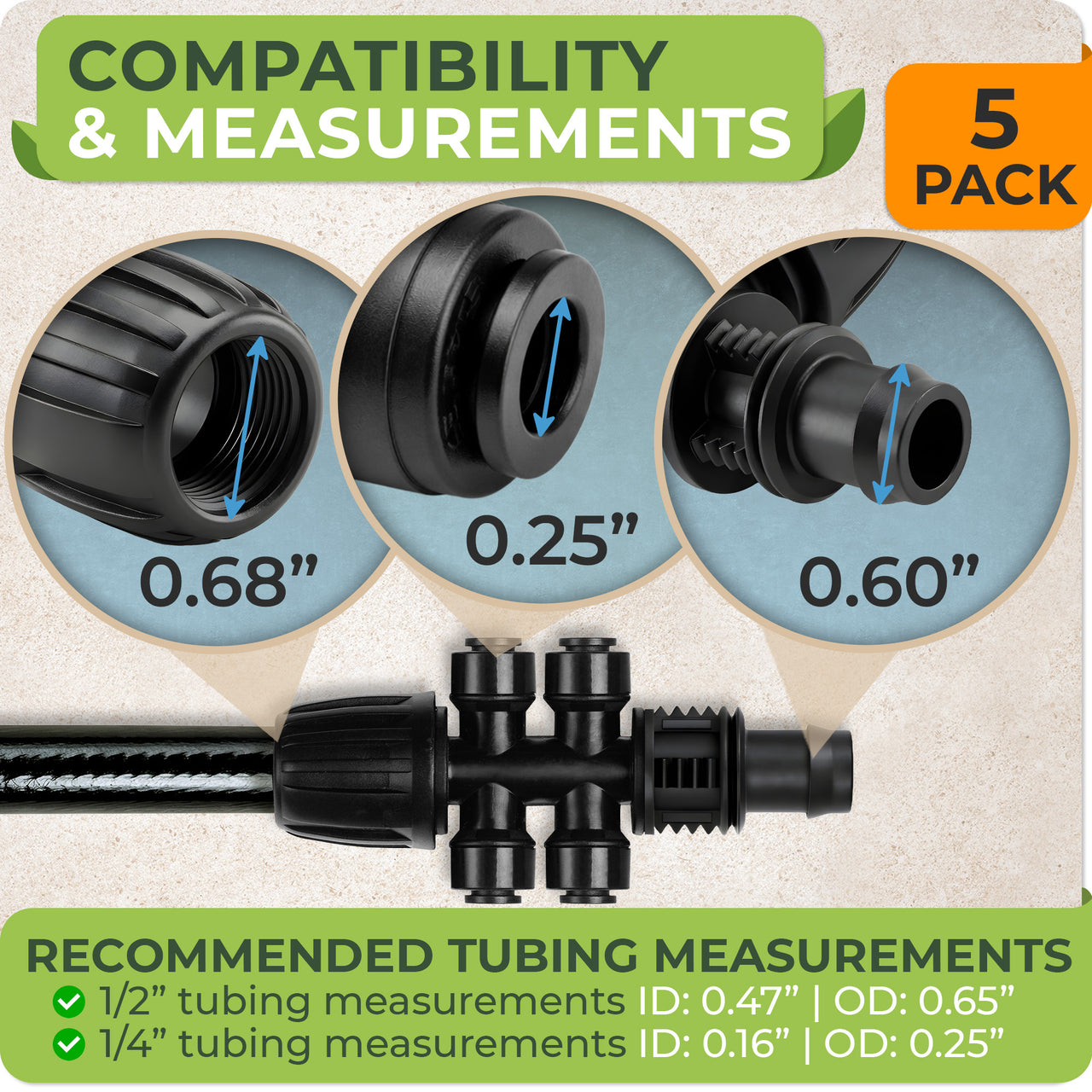 Easily divide your 1/2" tubing into four 1/4" drip lines to water more plants at once. 