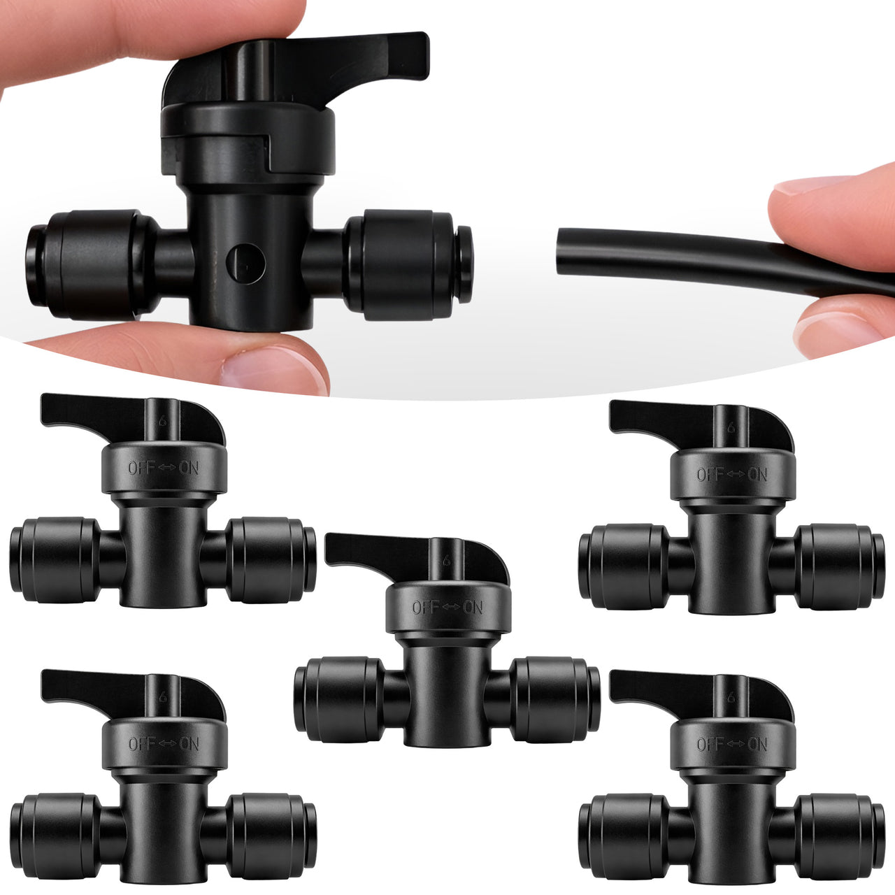 Drip Irrigation Parts - 5PCS 1/4 to 1/4 inch Couplers With On/Off Valve for Quick Connect Drip Irrigation System - Leak Free Coupling Connectors for 1/4" Tubing