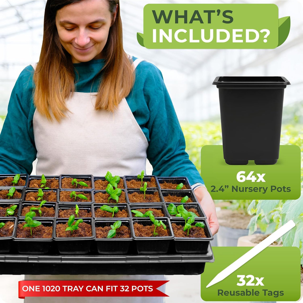 Set includes 64 seedling pots and 32 stickers to track and note the progress of your plants, ensuring an organized gardening experience. 