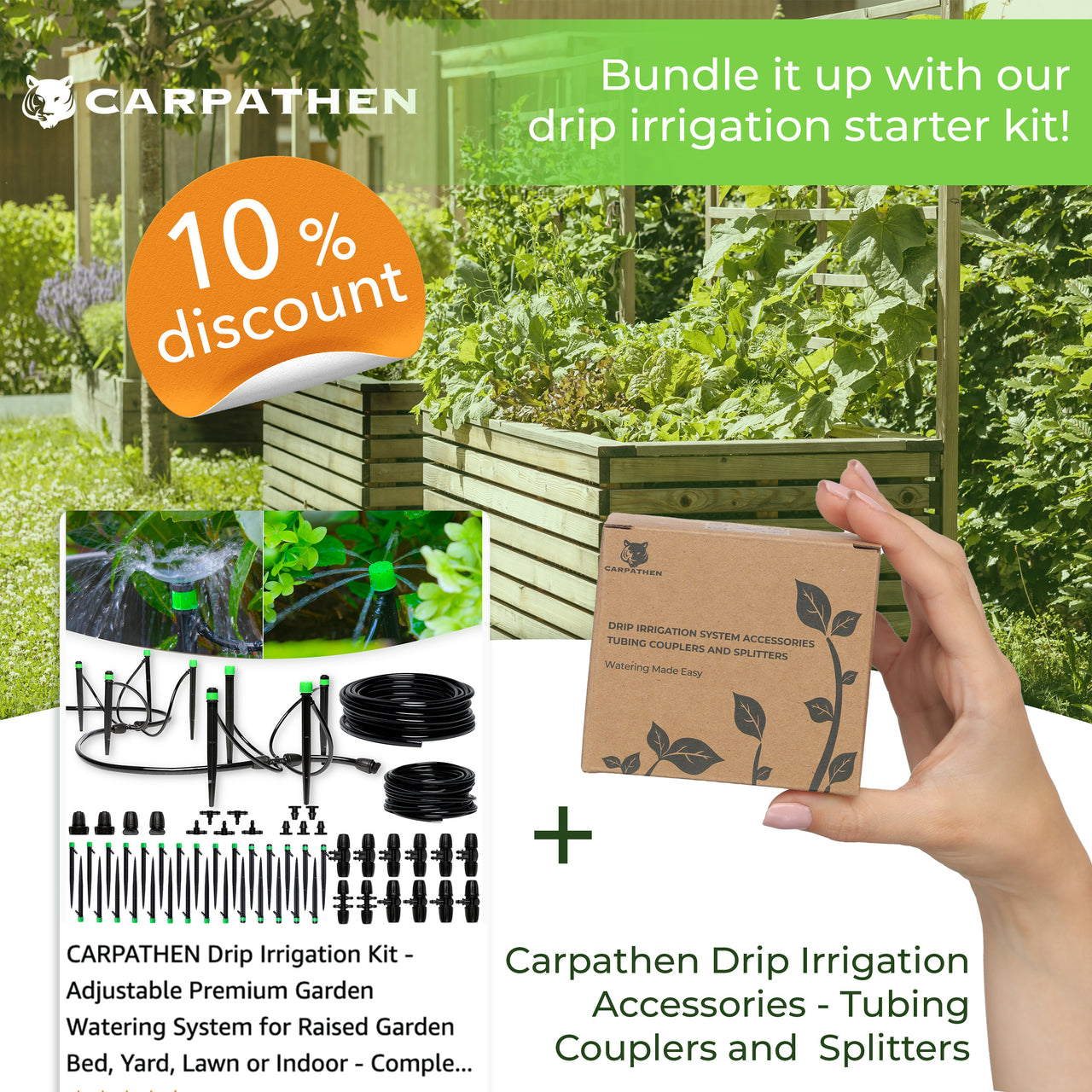 Drip Irrigation Fittings Kit - 15 Pack 5/16” to 1/4” Connectors | Carpathen, 7