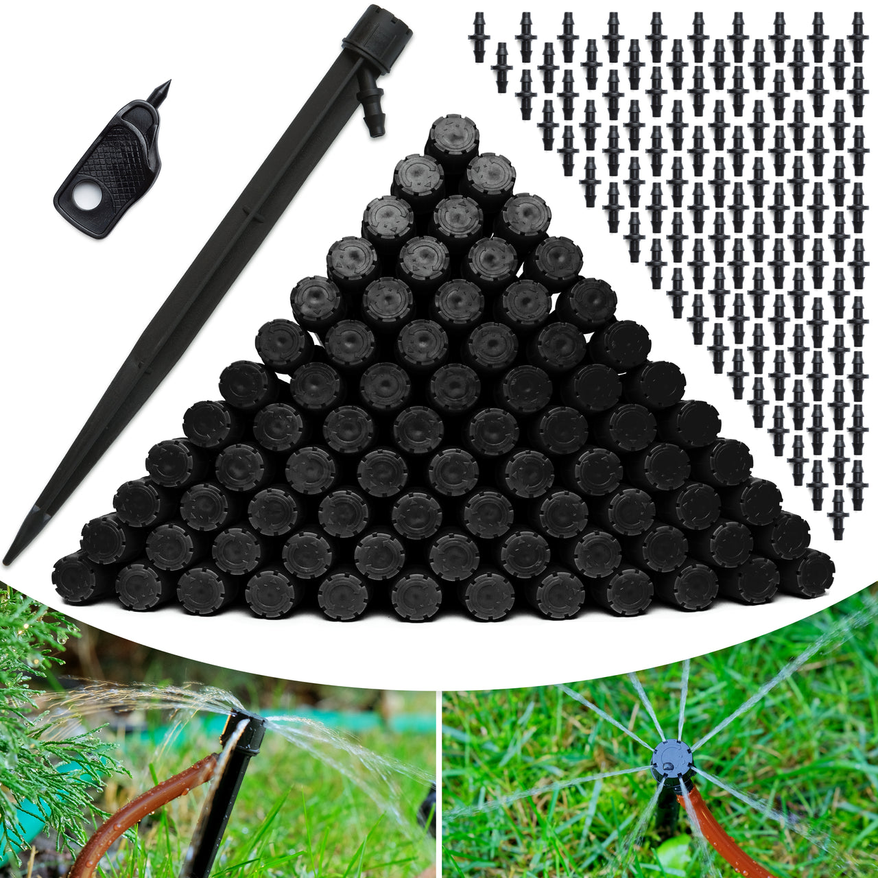 Drippers/Emitters - Drip Irrigation Emitters Sprayer - 100 pcs Black 1/4" Irrigation Drippers | Carpathen