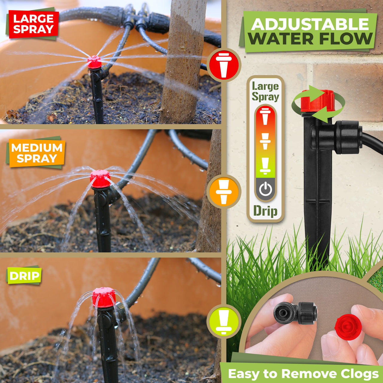 Drip Irrigation System Push-to-Connect with 30 Drip Irrigation Emitters | Carpathen, 5