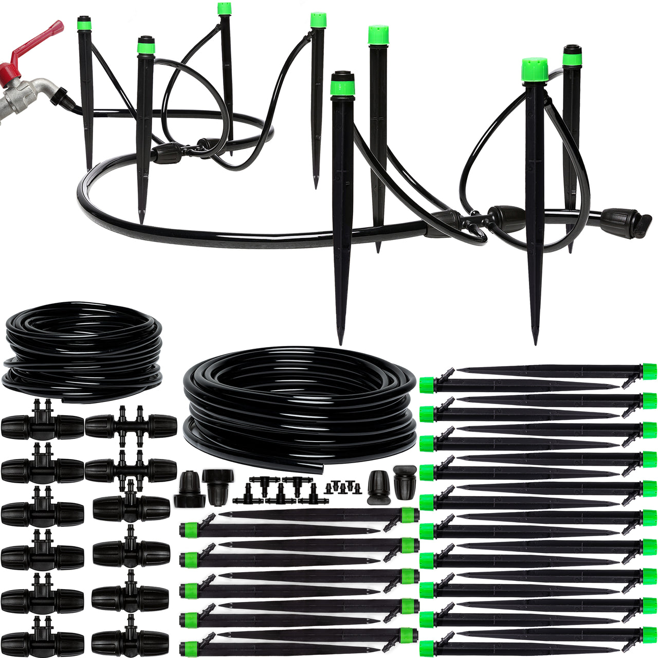 Drip irrigation systems - Drip Irrigation System - Complete Drip Irrigation Kit with 30 Drip Emitters, 5/16" and 1/4" Irrigation Tubing | Carpathen