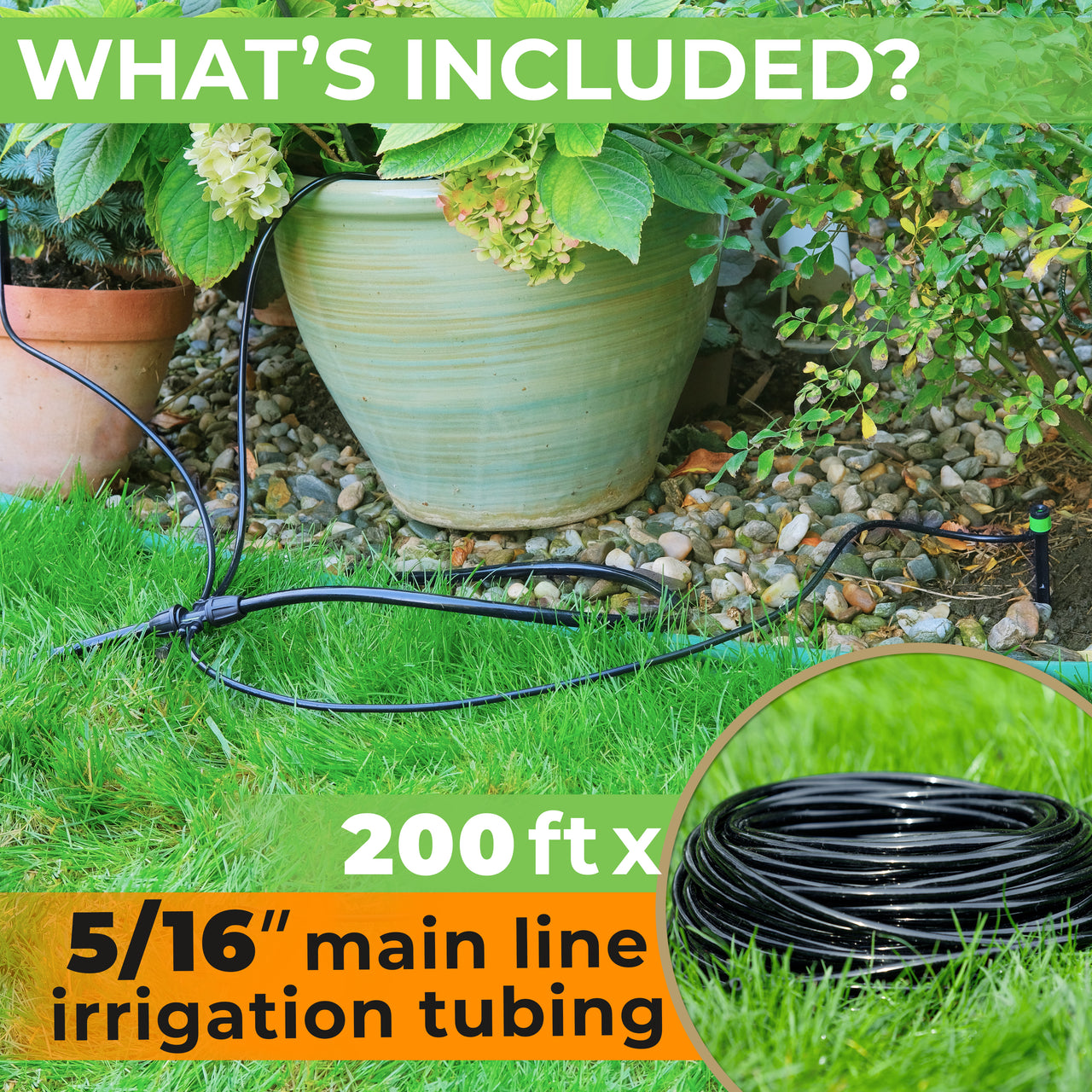 5/16 Drip Irrigation Tubing - 200 ft Black Tubing Drip Line - (.42" OD x .30" ID) | Carpathen, 2