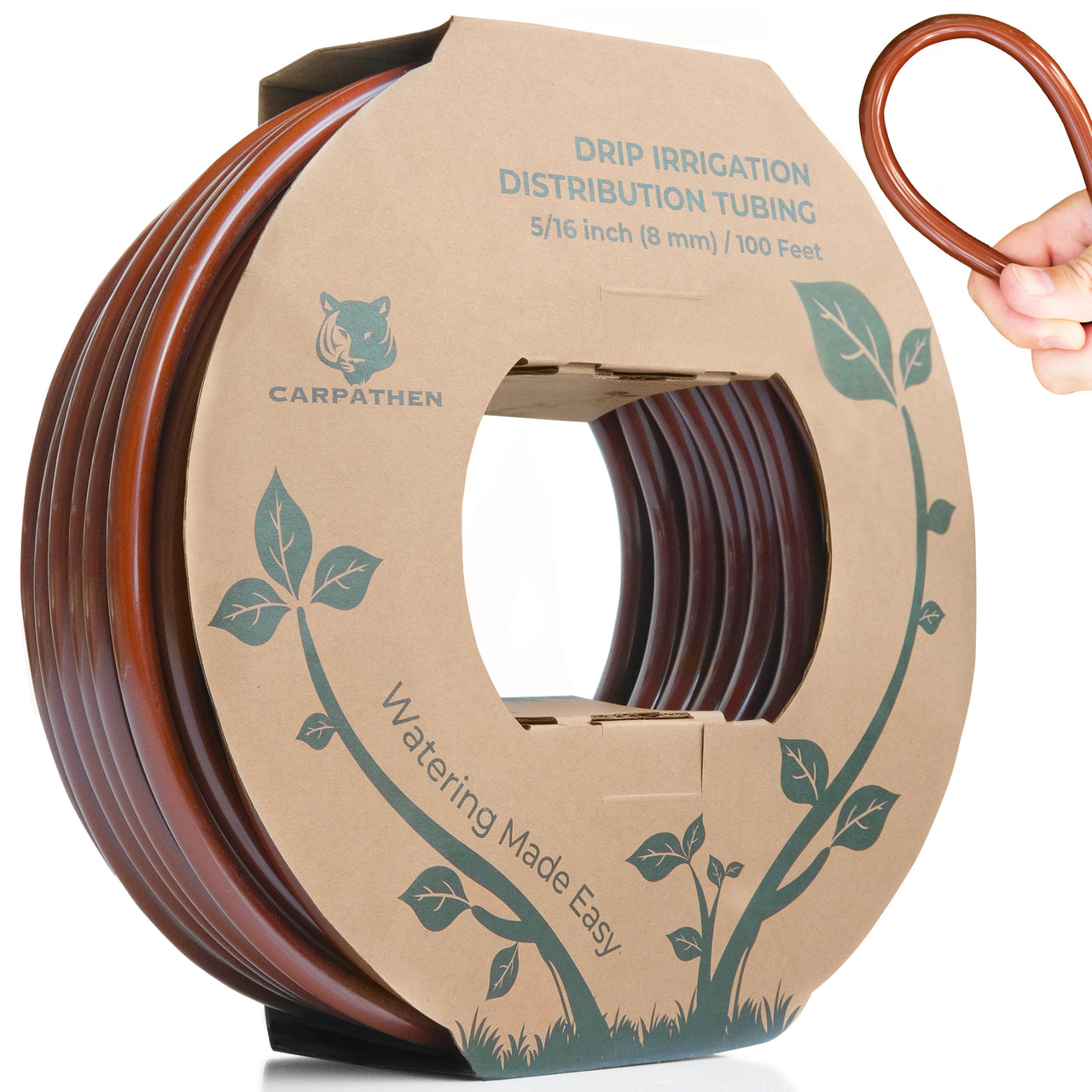 Drip tubing 5/16 - 5/16 Drip Irrigation Tubing - 100 ft Brown Tubing Drip Line (.40" OD x .32" ID) | Carpathen