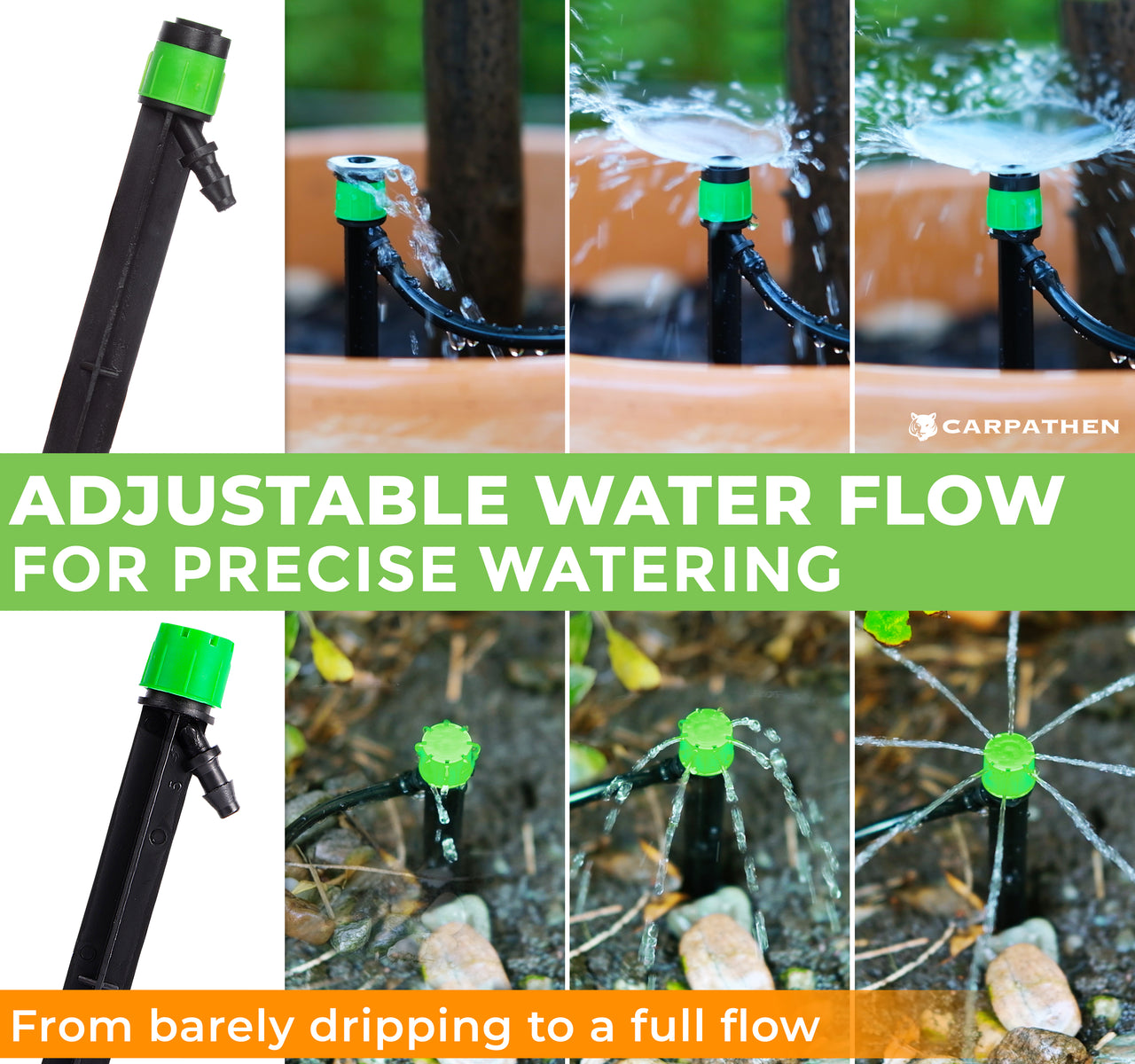Adjustable water flow for precise watering 