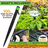 Thumbnail for Kit includes 100 x Drip Emitters (Fan Shape), 100 x 1/4