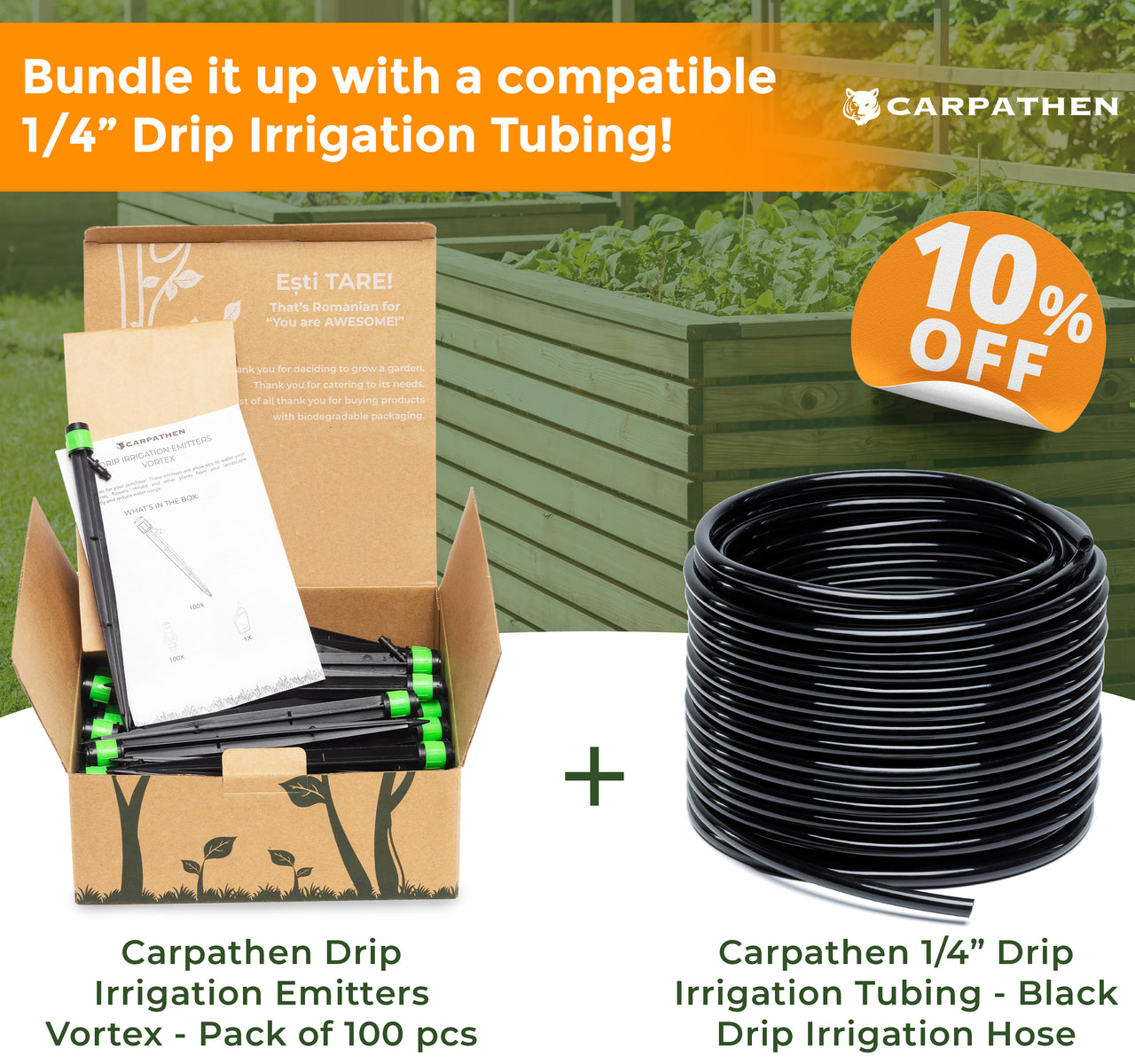 Bundle it up with compatible 1/4" drip irrigation tubing from Carpathen