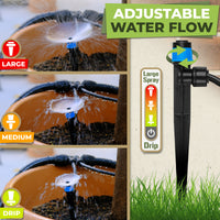 Thumbnail for Adjust the water spray by rotating the drip emitter sprinkler head to control water flow and prevent overwatering or underwatering.
