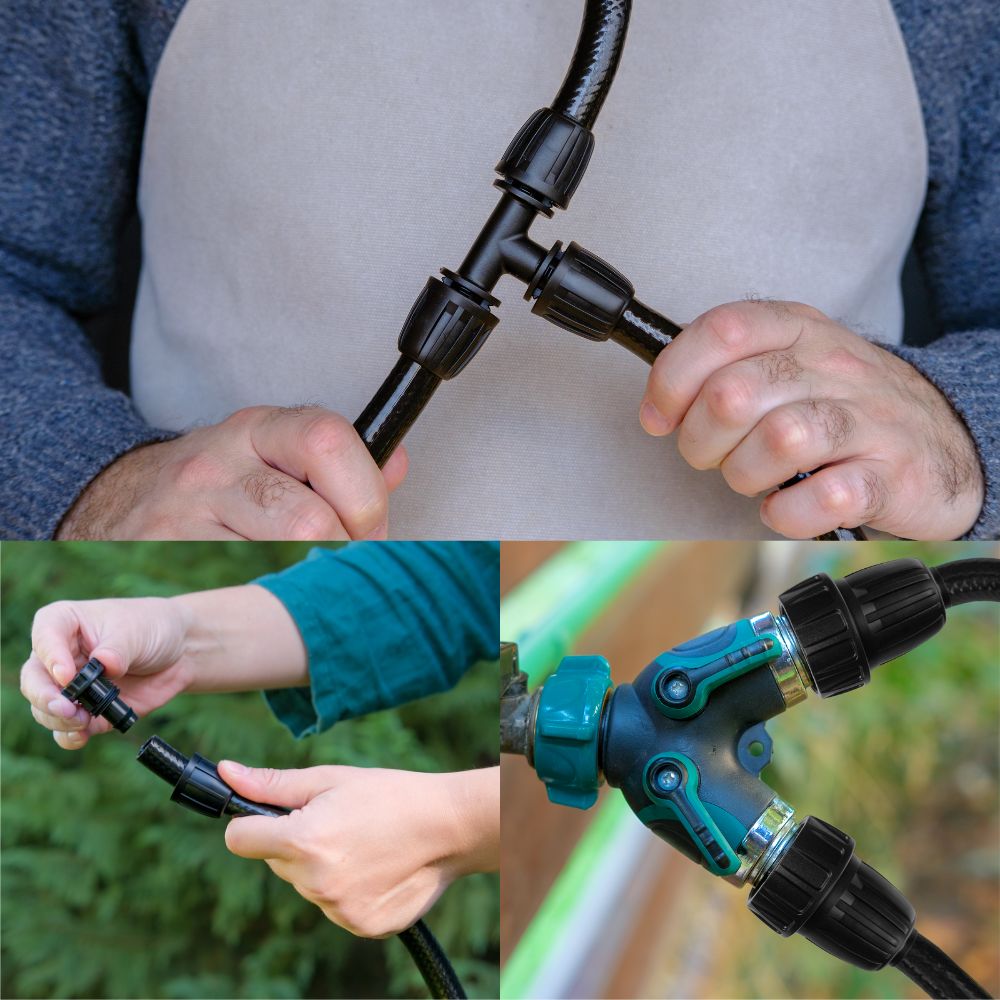 Drip Irrigation Fittings for Push-to-Connect Irrigation System - This complete set of drip irrigation fittings is designed for effortless push-to-connect setups.
