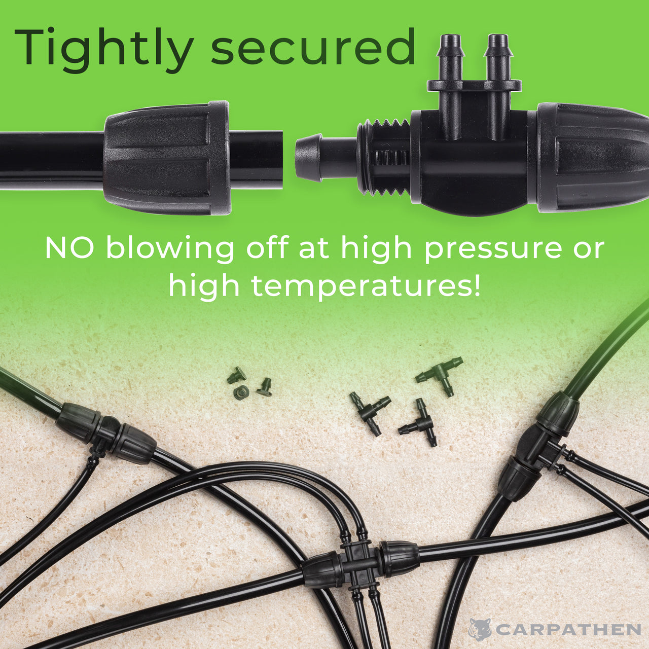Tightly secured - No blowing off at high pressure or high temperatures 