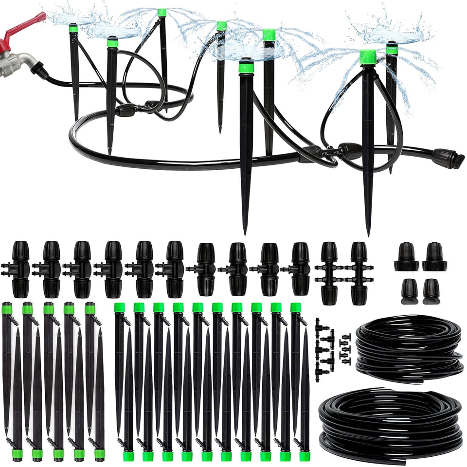 CARPATHEN drip irrigation system kit with tubing fittings and adjustable emitters