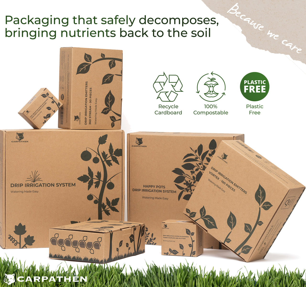Packaging safely decomposes bringing nutrients back to the soil