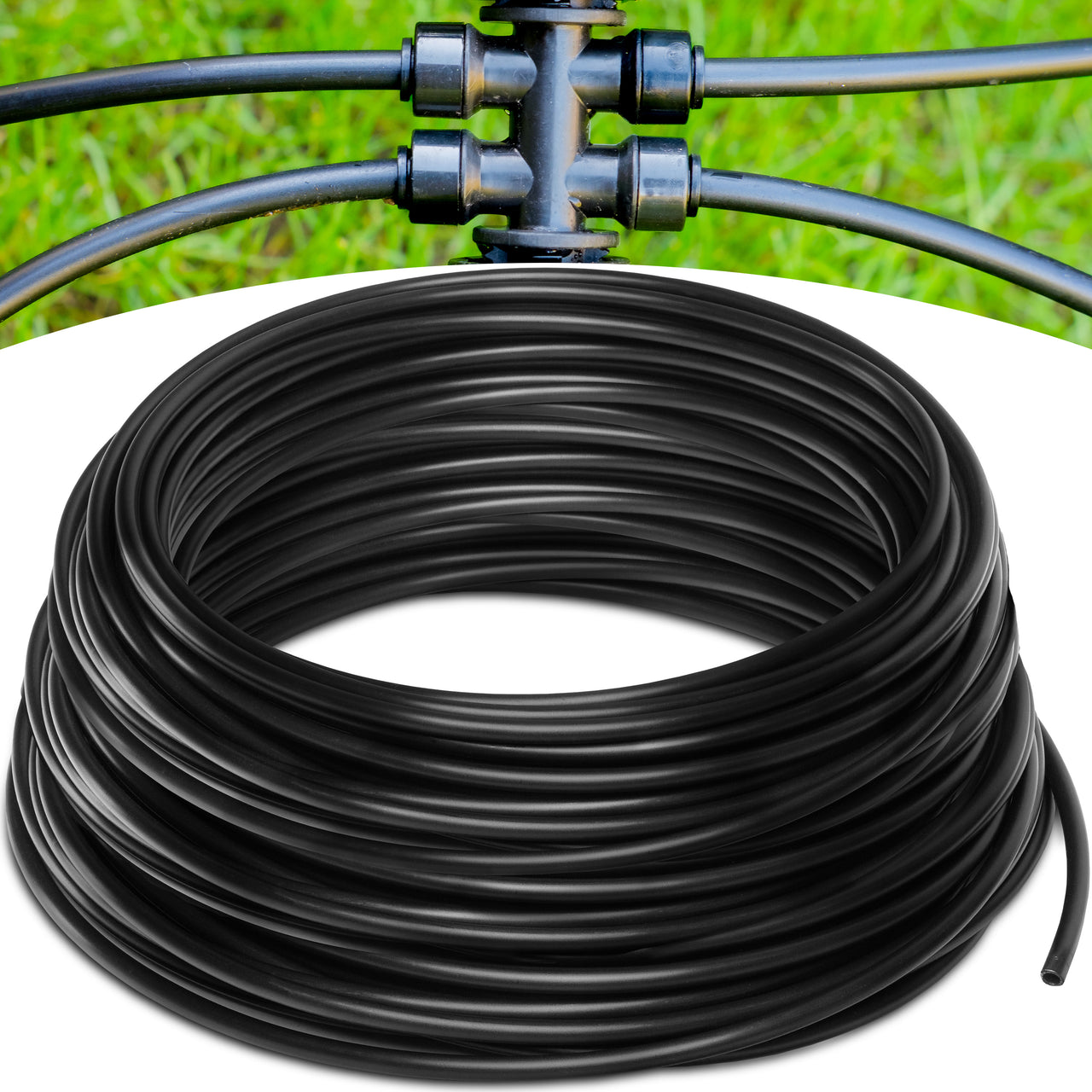 With a length of 100 feet, the 1/4" black drip irrigation tubing is the perfect addition to a push-to-connect drip irrigation system