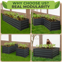 Thumbnail for Premium raised beds for gardening are designed for durability, featuring support strip bars at panel joints to prevent soil bulges