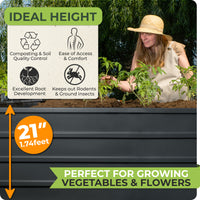 Thumbnail for Taller than standard raised garden beds outdoor, this galvanized planter provides optimal drainage and root growth for your plants