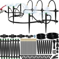 Thumbnail for CARPATHEN 100FT Drip Irrigation System - Complete Garden Watering System w 15pcs 360° Atomizing Nozzles, 16 Adjustable Drip Emitters 5/16 and 1/4 Tubing- Constant Pressure Watering Spray System