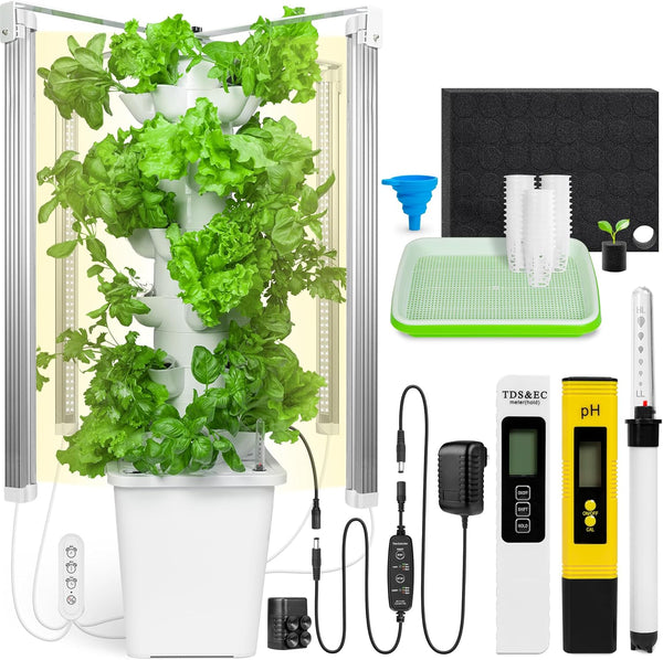 plant lighting hydroponics twinsburg oh Hydroponic Tower Growing System - Indoor Vertical Gardening System with Grow Lights for 30 Plants