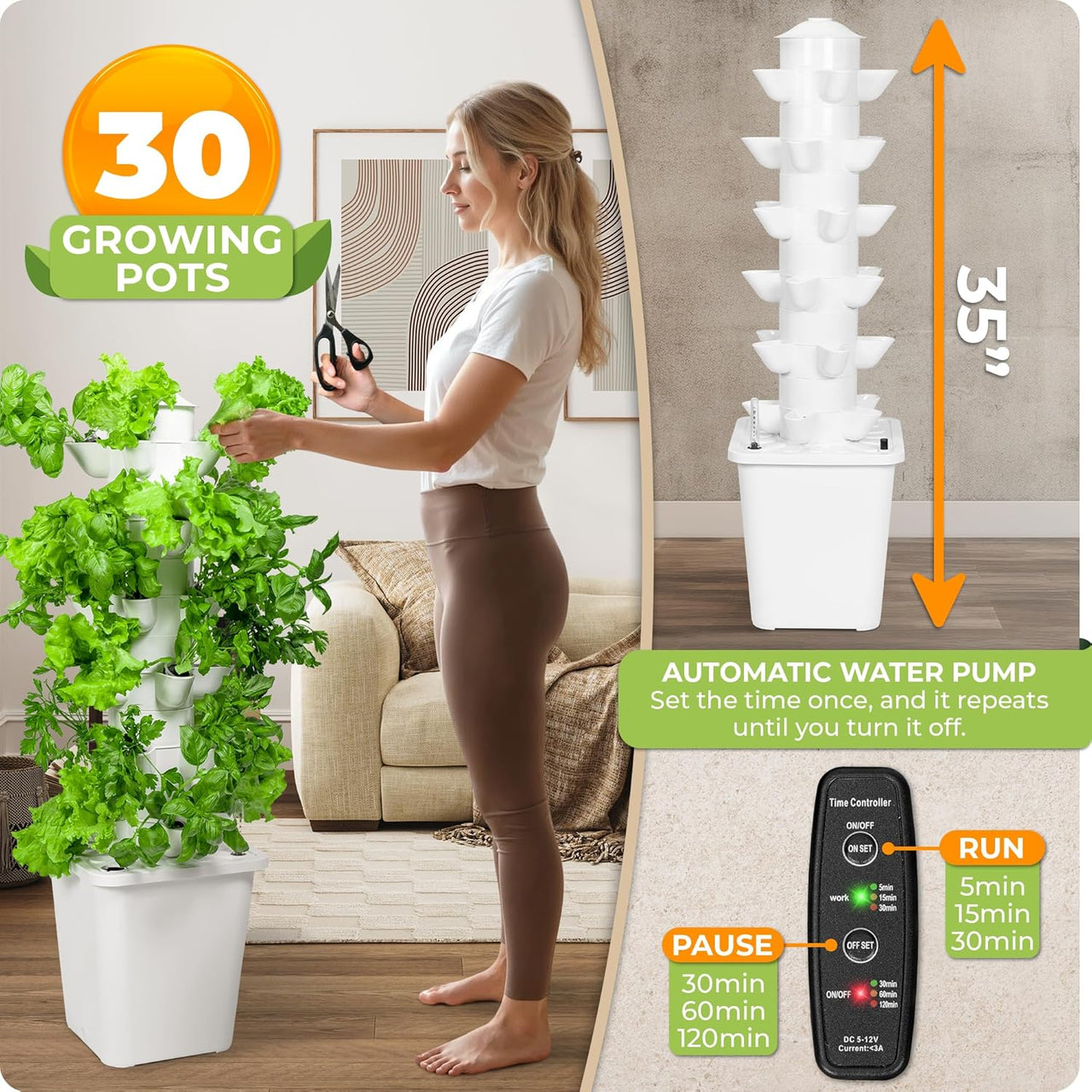 Grow fresh plants indoor with the Carpathen indoor hydroponics growing system kit, a compact vertical farming tower that lets you enjoy a clean, soil-free hydroponic herb garden all year. 