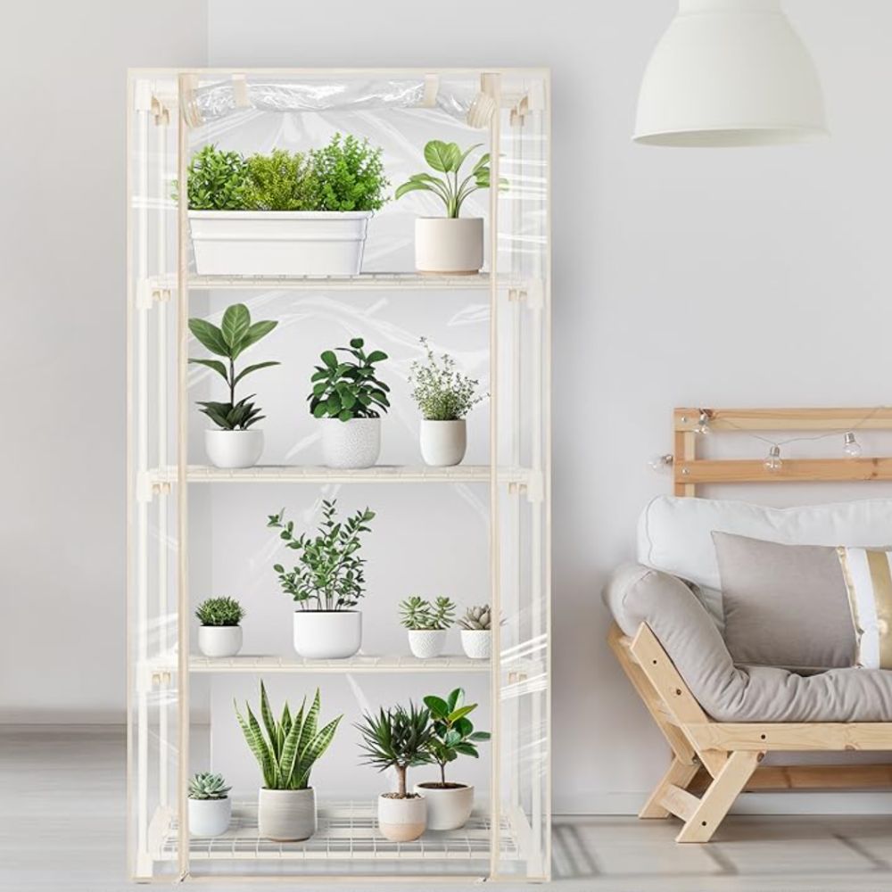 Indoor Greenhouse with Grow Lights - Create a thriving indoor garden with this compact, space-saving greenhouse.
