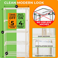 Thumbnail for 5 x Wire Shelves (Use as a 4-tier enclosed greenhouse cabinet or 5-tier open shelf unit)