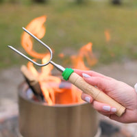 Thumbnail for Marshmallow Roasting Sticks - Set of 6 Rotating Smores Sticks - With natural wood handles, rotating fork heads, and vibrant color rings, these smores sticks are both practical and playful.