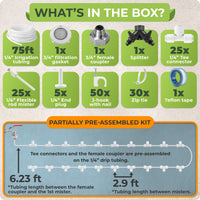 Thumbnail for Set up your outdoor mister kit with pre-assembled 1/4 in tubing, quick-connect fittings and included mounts, then connect it to a standard garden faucet or hose for a cleaner patio or pergola layout.
