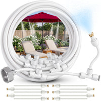 Thumbnail for Misting System for Patio, 33 FT Outdoor Misters for Outside Patio Cooling, Fine Mist Mister Kit with Flexible Rod Nozzles, Garden Faucet Setup for Pergola, Garden, Greenhouse, Backyard, White