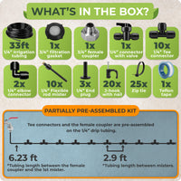 Thumbnail for Easy Faucet Setup: Set up your outdoor mister kit with pre-assembled 1/4 in tubing, quick-connect fittings and included mounts, then connect it to a standard garden faucet or hose for a cleaner patio or pergola layout.