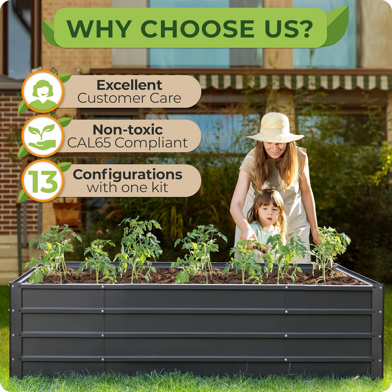 Modular Raised Garden Bed - 6x3x2 Tall 13 in 1 DIY Custom Shapes Powde