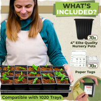 Thumbnail for Square Nursery Pots - 70 Pack 3.8 Inch Deep Plastic Seedling Pots - Reusable Seed Starter Pots | Carpathen, 1