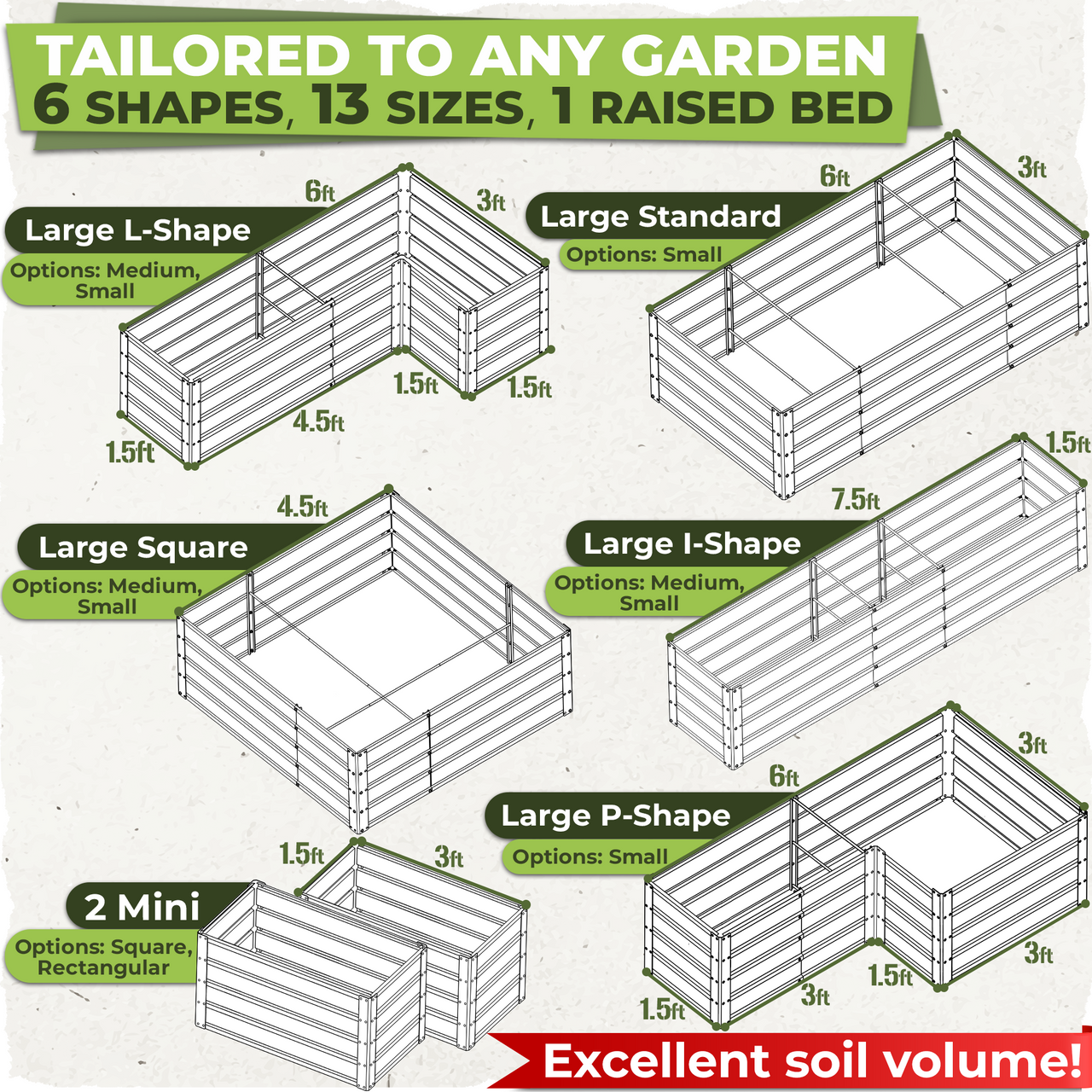 Modular Raised Garden Bed - 6x3x2 Tall 13 in 1 DIY Custom Shapes Powder Coated Galvanized Raised Garden Beds Kit | Carpathen, 3