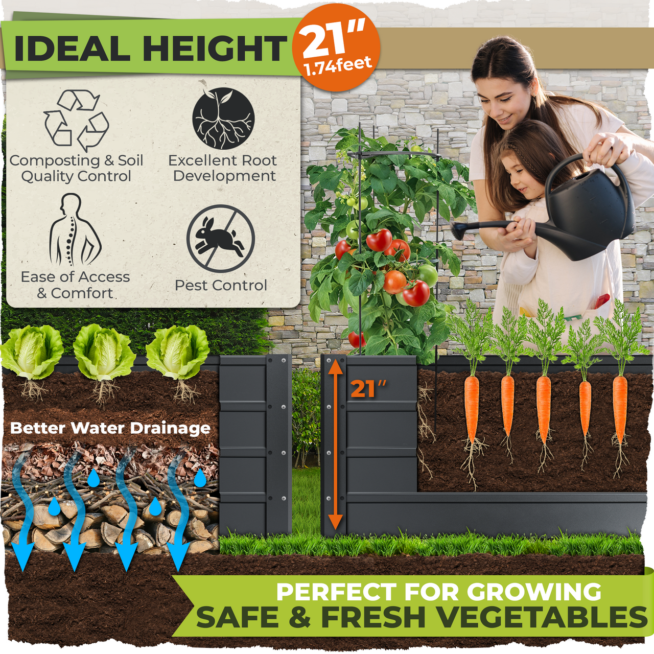 Modular Raised Garden Bed - 6x3x2 Tall 13 in 1 DIY Custom Shapes Powder Coated Galvanized Raised Garden Beds Kit | Carpathen, 4