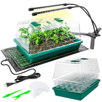 Thumbnail for Complete Seed Starter Kit with Adjustable Full Spectrum Flexible Grow Lights & Heating Mat for Plant Growing - 40-Cell Seedling Tray with Humidity Dome - Indoor Seed Starting System