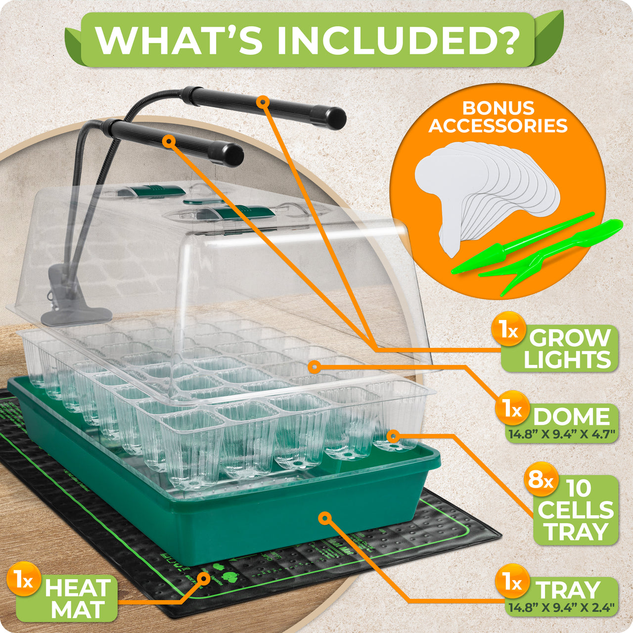 seed planting accessories Complete Seed Starter Kit with Adjustable Full Spectrum Flexible Grow Lights & Heating Mat for Plant Growing 40