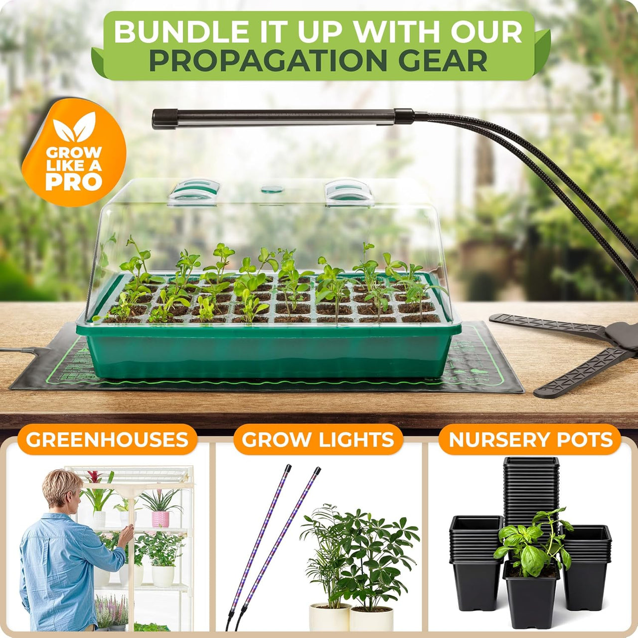 lighting for indoor plants and starting seeds Complete Seed Starter Kit with Adjustable Full Spectrum Flexible Grow Lights & Heating Mat for Plant Growing 40