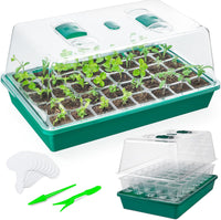 Thumbnail for Seed Starter Tray - Seed Starting Tray with Hard Plastic Humidity Dome and 40 Cells for Seedlings - Plant Germination Trays Plant Starter Kit and Base Mini Greenhouse Germination Kit