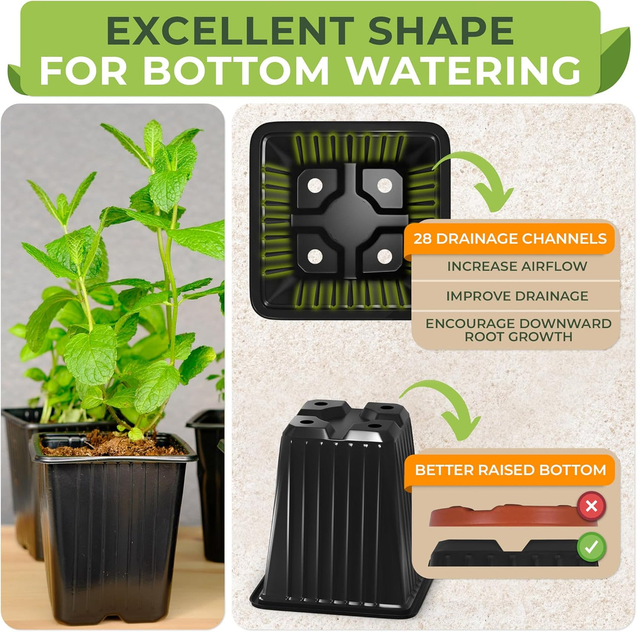plastic pots for plants near me Square Nursery Pots - 60 Pack 3.8 Inch Deep Plastic Seedling Pots - Reusable Seed Starter Pots